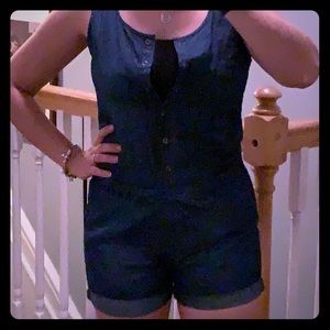 Button down denim romper!